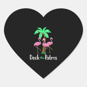 Deck The Palm Trees Flamingo Weihnachtsfest Spaß Herz-Aufkleber