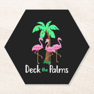 Deck The Palm Trees Flamingo Weihnachtsfest Spaß Untersetzer