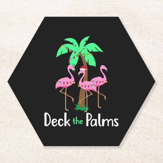 Deck The Palm Trees Flamingo Weihnachtsfest Spaß Untersetzer (Vorderseite)