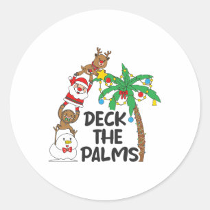 Deck The Palm Weihnachten im Juli Xmas Männer Frau Runder Aufkleber