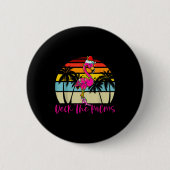 Deck The Palms Christmas Flamingo Palm Tree Trocal Button (Vorderseite)