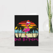 Deck The Palms Christmas Flamingo Palm Tree Trocal Karte (Vorderseite)