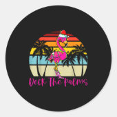 Deck The Palms Christmas Flamingo Palm Tree Trocal Runder Aufkleber (Vorderseite)