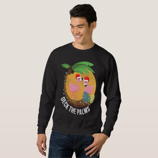 Deck the Palms Flamingo Christmas Sweatshirt (Vorne ganz)