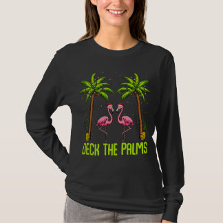 Deck The Palms Flamingo Christmas Tree Animal Bird T-Shirt