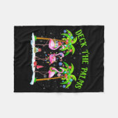 Deck The Palms Flamingo Trocal Christmas Lights Fleecedecke (Vorderseite (Horizontal))