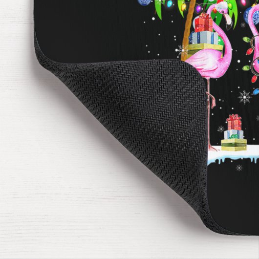 Deck The Palms Flamingo Trocal Christmas Lights Mousepad (Ecke)