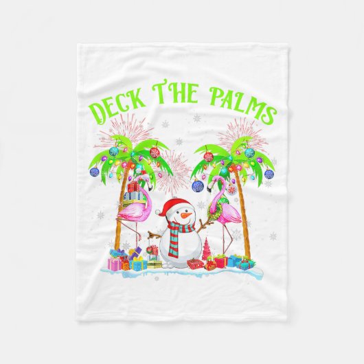 Deck The Palms Flamingo Trocal Christmas Lights Pa Fleecedecke (Vorderseite)