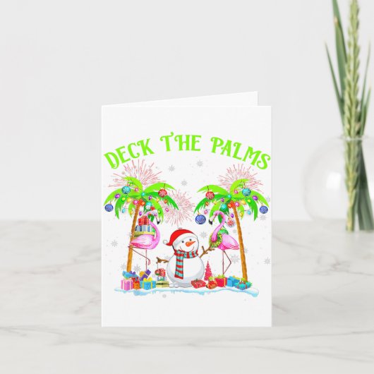 Deck The Palms Flamingo Trocal Christmas Lights Pa Karte (Vorderseite)
