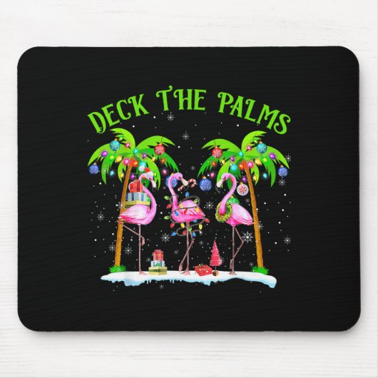 Deck The Palms Flamingo Trocal Christmas Lights Pa Mousepad (Vorne)