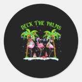 Deck The Palms Flamingo Trocal Christmas Lights Runder Aufkleber (Vorderseite)