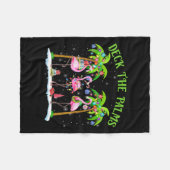 Deck the Palms Flamingo Tropical Christmas Lights Fleecedecke (Vorderseite (Horizontal))