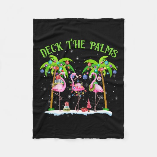 Deck the Palms Flamingo Tropical Christmas Lights Fleecedecke (Vorderseite)