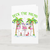 Deck The Palms Flamingo Tropical Christmas Lights Karte (Vorderseite)