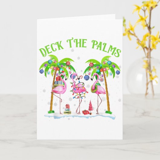 Deck The Palms Flamingo Tropical Christmas Lights Karte (Gelbe Blume)