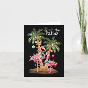 Deck the Palms Flamingo Tropical Christmas Lights Karte