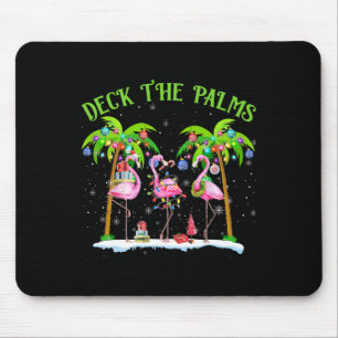Deck the Palms Flamingo Tropical Christmas Lights Mousepad