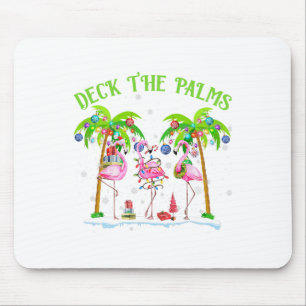 Deck the Palms Flamingo Tropical Christmas Lights Mousepad