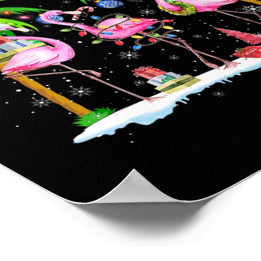 Deck the Palms Flamingo Tropical Christmas Lights Poster (Ecke)