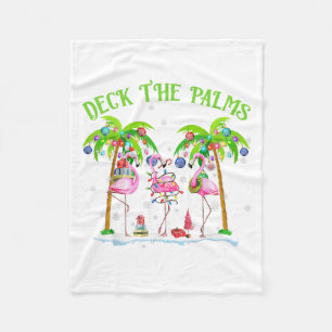 Deck The Palms Flamingo Tropische Weihnachtsbeleuc Fleecedecke