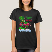 Deck the Palms frohe Weihnachtsleuchten Flamingo T-Shirt (Vorderseite)