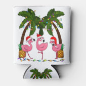Deck the palms fröhlich flamingo christmas santa t dosenkühler (Vorderseite)