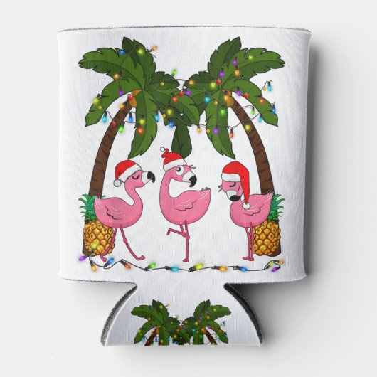 Deck the palms fröhlich flamingo christmas santa t dosenkühler (Vorderseite)
