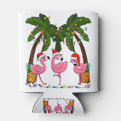 Deck the palms fröhlich flamingo christmas santa t dosenkühler (Rückseite)