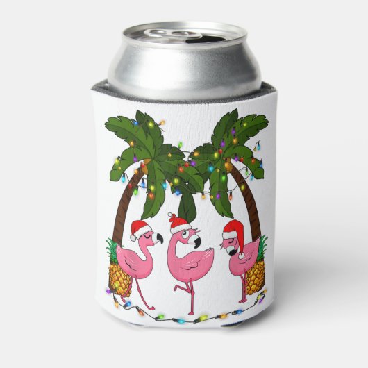 Deck the palms fröhlich flamingo christmas santa t dosenkühler (Kanne Rückseite)