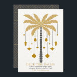 Deck the Palms Golden Palm Tree Ornament Christmas<br><div class="desc">This minimalist chic "Deck the Palms" Christmas holiday card features a palm tree in faux gold with Christmas holiday ornaments. The reverse side features a dark gray background with geometric patterns. Personalize it for your needs. You can find matching products at my store.</div>