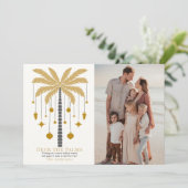 Deck the Palms Golden Palm Tree Weihnachten Foto (Stehend Vorderseite)