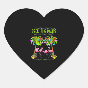 Deck the Palms Merry Flamingo Christmas tee funny Herz-Aufkleber