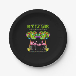 Deck the Palms Merry Flamingo Christmas tee funny Pappteller