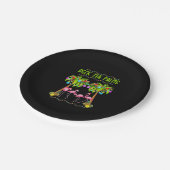Deck the Palms Merry Flamingo Christmas tee funny Pappteller (Schrägansicht)