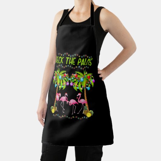 Deck the Palms Merry Flamingo Christmas tee funny Schürze (InSitu)