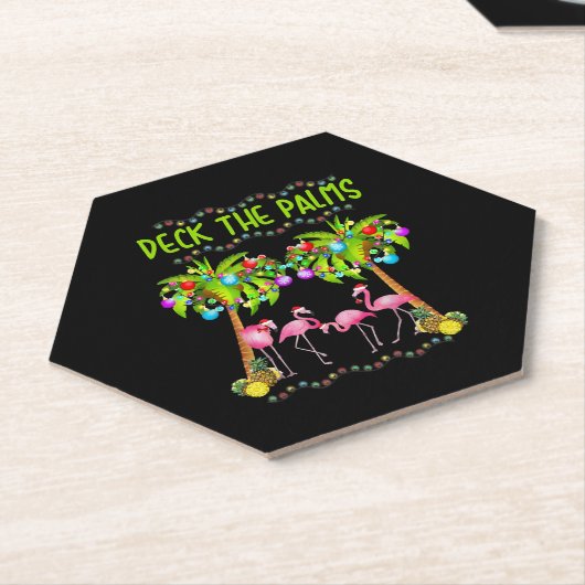 Deck the Palms Merry Flamingo Christmas tee funny Untersetzer (angewinkelt)