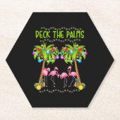 Deck the Palms Merry Flamingo Christmas tee funny Untersetzer (Vorderseite)