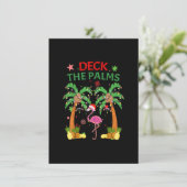 Deck The Palms Pajamas Christmas Florida Flamingo Einladung (Stehend Vorderseite)