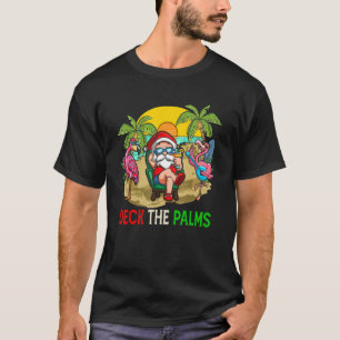 Deck the Palms Santa Sonnenbrillen Flamingos singe T-Shirt