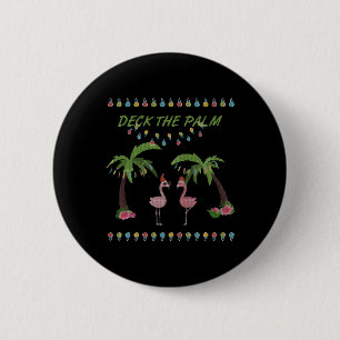 Deck The Palms Shirt - Flamingo Xmas Shirt Button