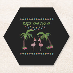 Deck The Palms Shirt - Flamingo Xmas Shirt Untersetzer