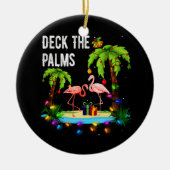 Deck The Palms Tree Beach Flamingo Weihnachten Keramik Ornament (Vorne)