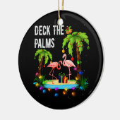 Deck The Palms Tree Beach Flamingo Weihnachten Keramik Ornament (Links)