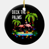 Deck The Palms Tree Beach Flamingo Weihnachten Keramik Ornament (Hinten)