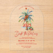 Deck The Palms Tropical Christmas Party Invitation Acryleinladungen (Vorderseite)