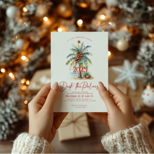Deck The Palms Tropical Christmas Party Invitation Einladung