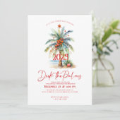 Deck The Palms Tropical Christmas Party Invitation Einladung (Stehend Vorderseite)