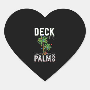 Deck The Palms Tropical Hawaii Christmas Palm Herz-Aufkleber