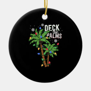 Deck The Palms Tropical Hawaii Christmas Palm Keramik Ornament