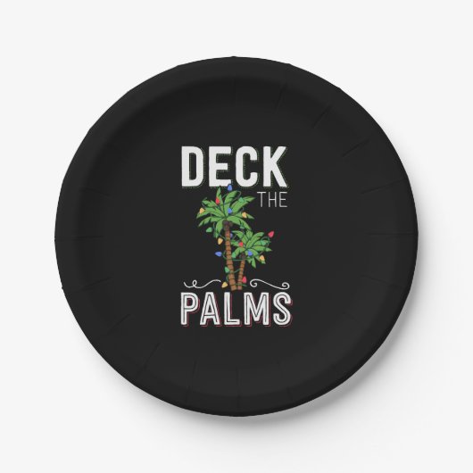 Deck The Palms Tropical Hawaii Christmas Palm Pappteller (Vorderseite)